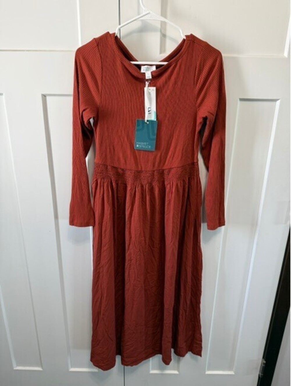 NWT Market & Spruce Lindy mixed Media dress in Burnt Orange size Medium
